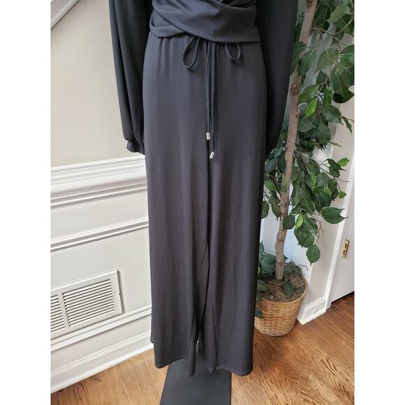 Forever 21 2 Piece Top & Pants Womens Size OX Black Knit Long Sleeve Drawstring - Picture 15 of 15